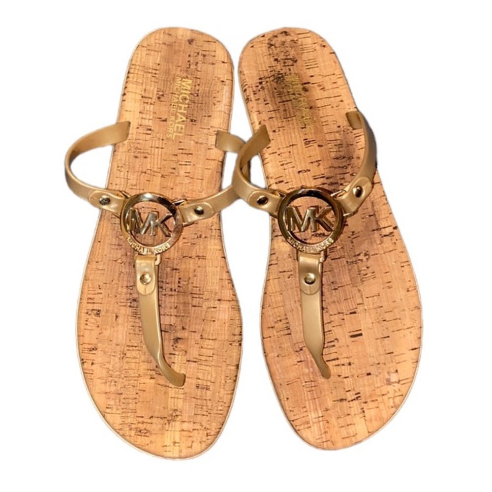 Michael Kors Gold Sandal with Cork Sole Shoes Size 10